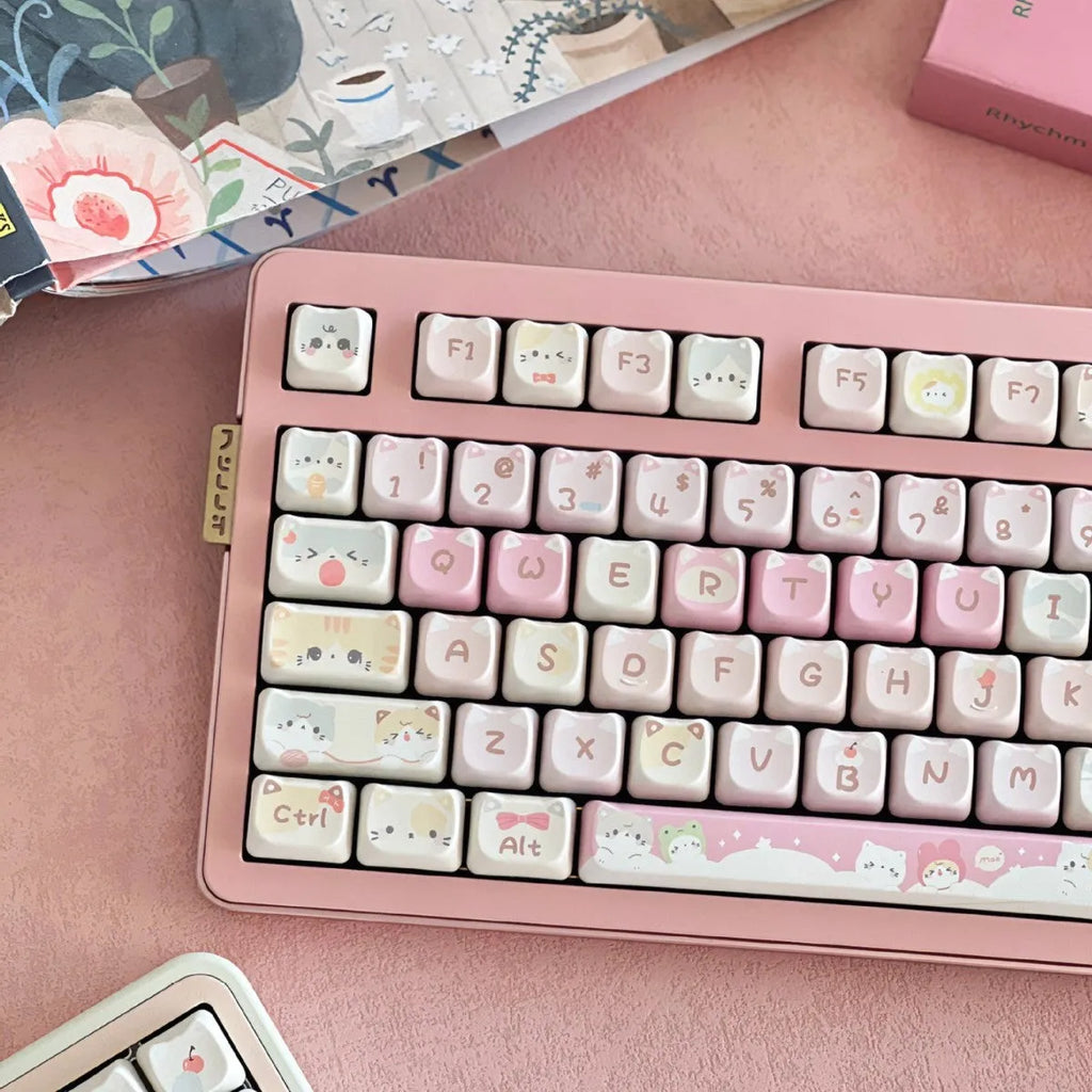 Full set of 141 five-sided sublimation custom keycaps for mechanical keyboards on a white background.