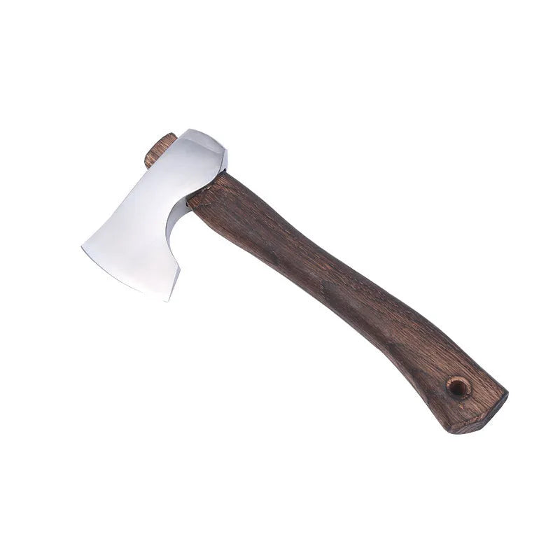 Camping axe with wooden handle and high carbon steel head