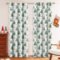 Christmas Forest punching pattern polyester curtain hanging in window with sunshade function