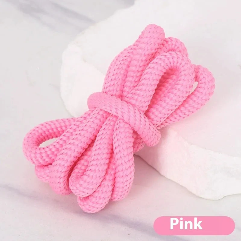 Oval shoelace adapter ropes in multiple colours on a white background, showing the round style.