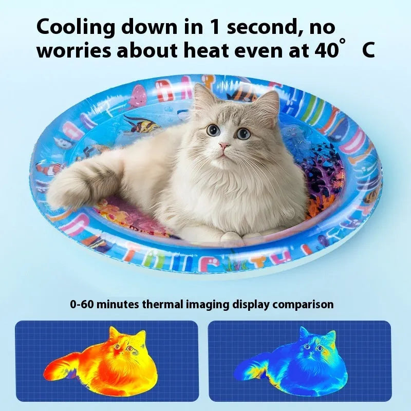 PVC inflatable water cushion pet cooling bed in aquatic designs