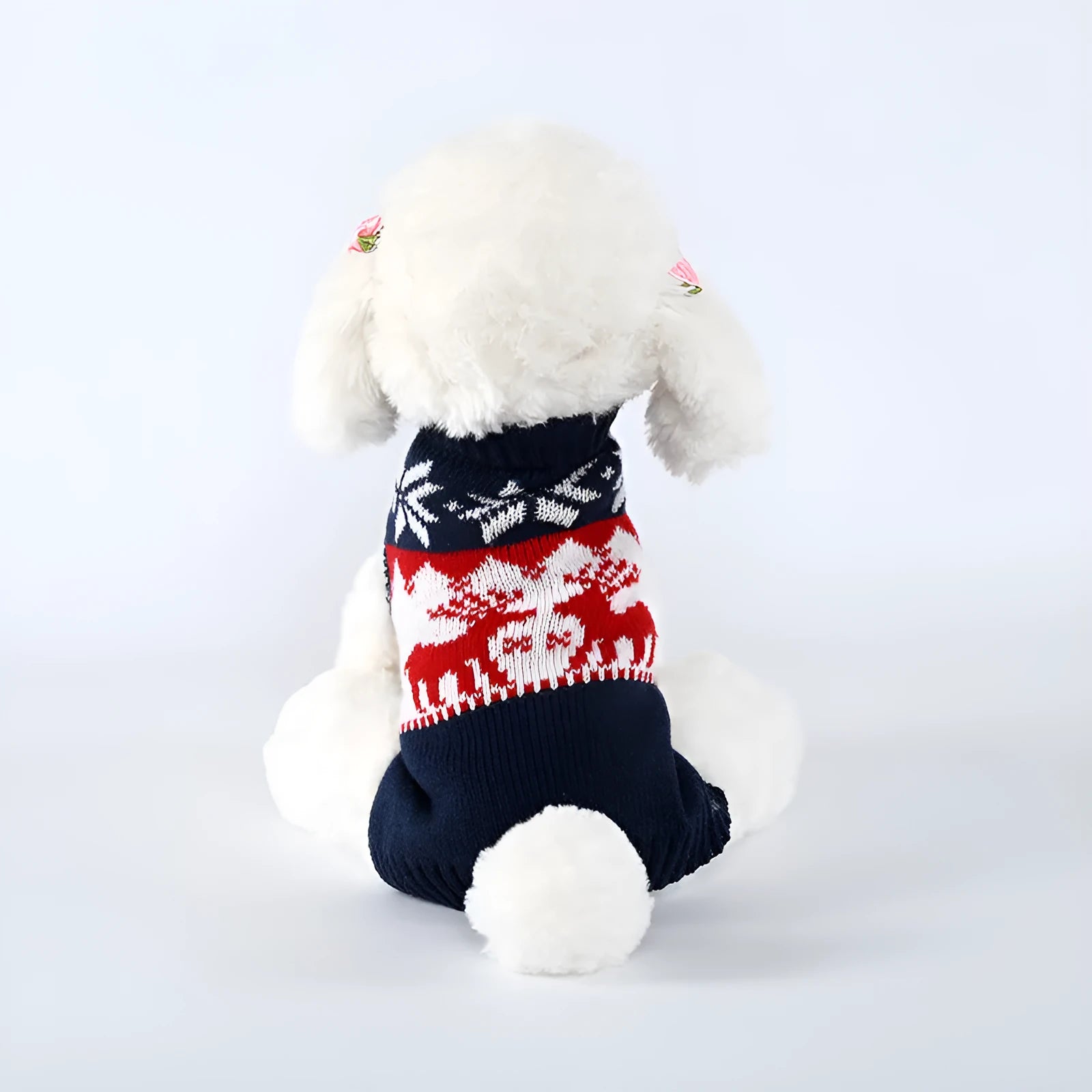 Navy blue knitted Christmas sweater for dogs in acrylic material with European American styling