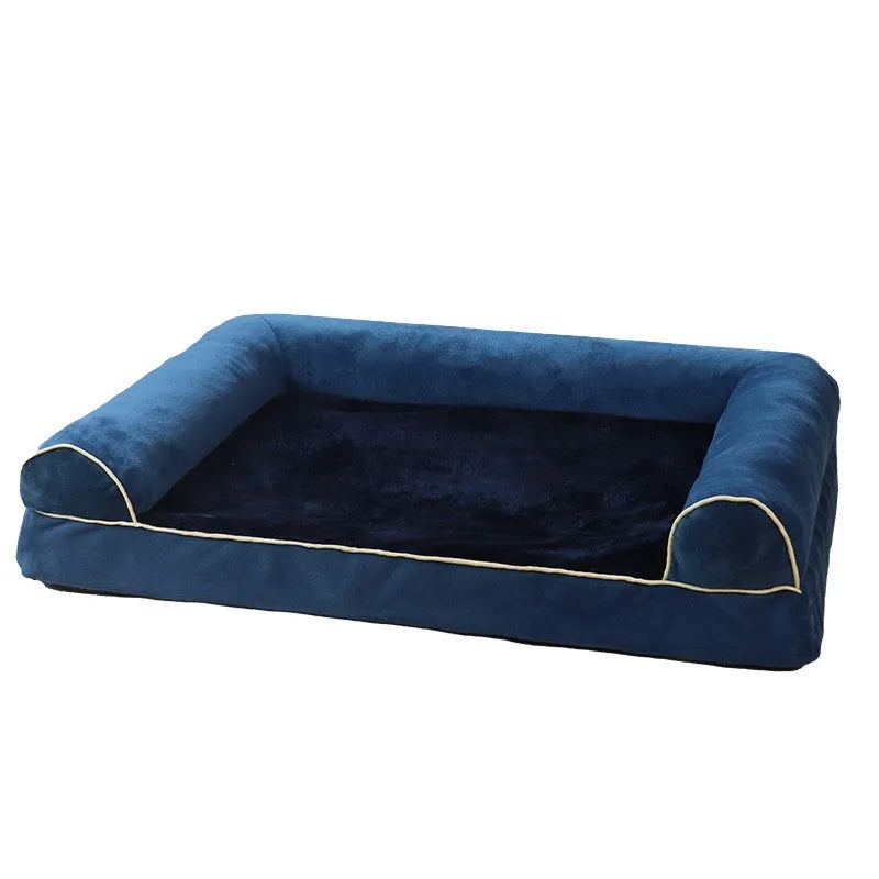 Square breathable cloth dog bed in dark gray available in multiple sizes for pets