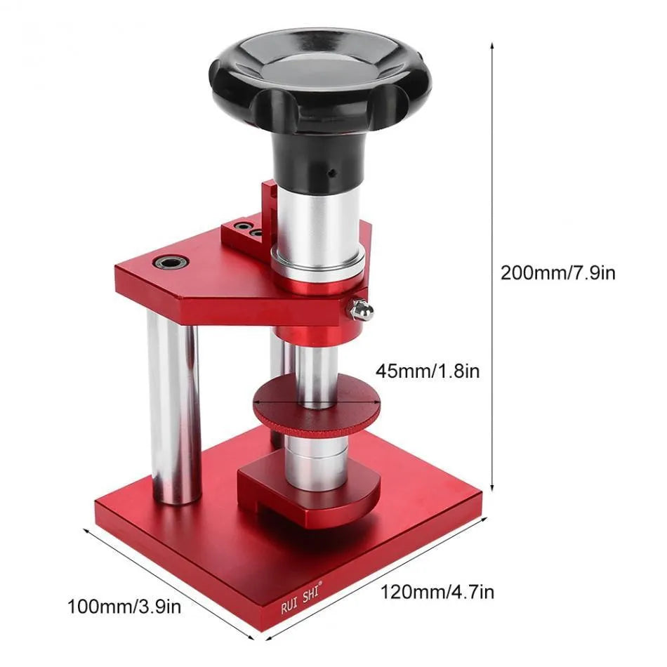 Watch back cover presser repair tool with set of twenty plastic moulds for DIY watch maintenance