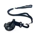 Black and blue suction cup dog bath restraint kit with large and small cups on a tub.