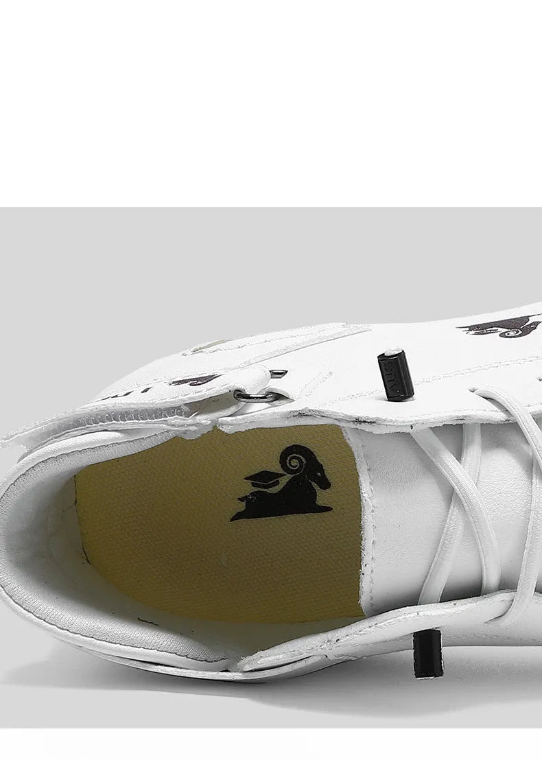 Men's khaki high top octopus shoes with round toe and rubber sole.
