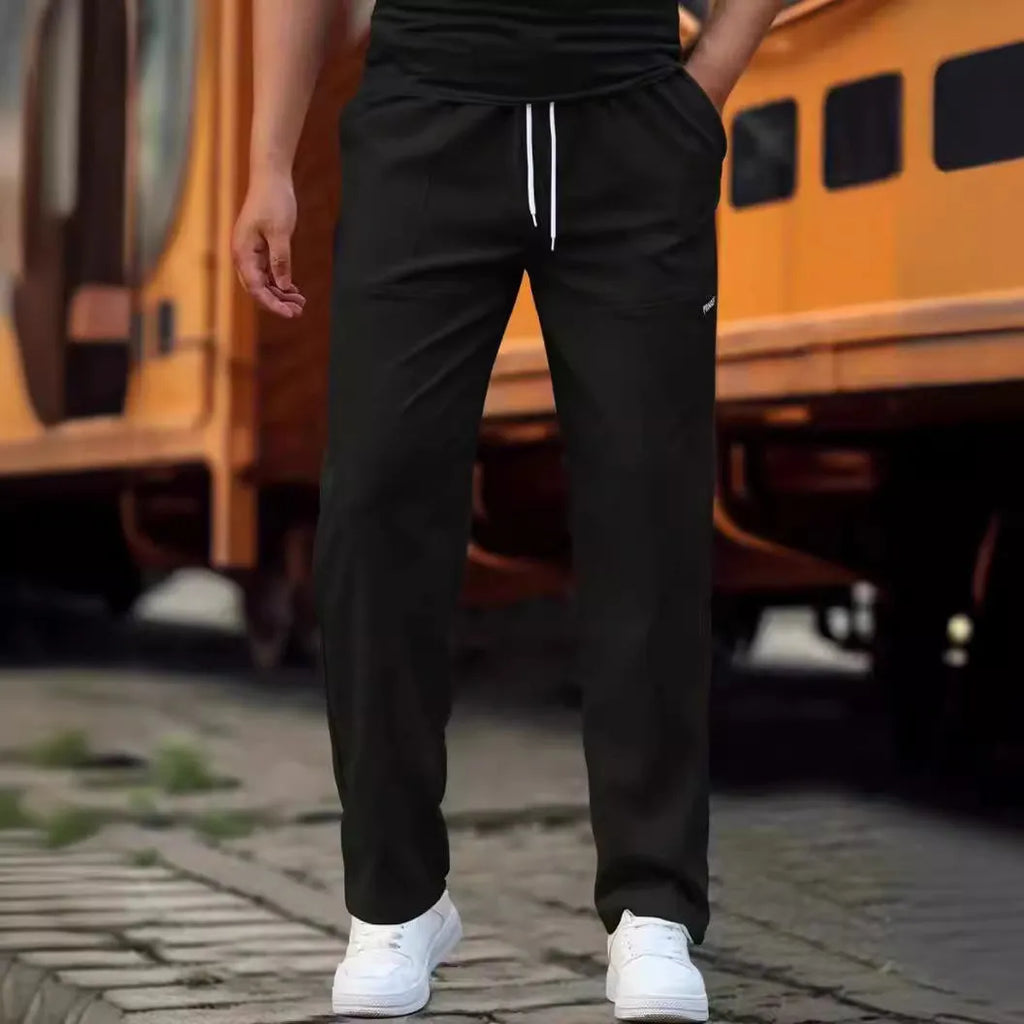 Men's lightweight polyester trousers for spring and autumn in light grey colour
