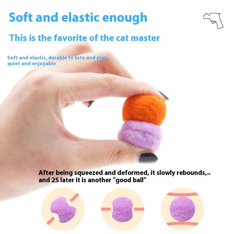 Pet shooting toy with plush launch balls for cats and dogs interactive play