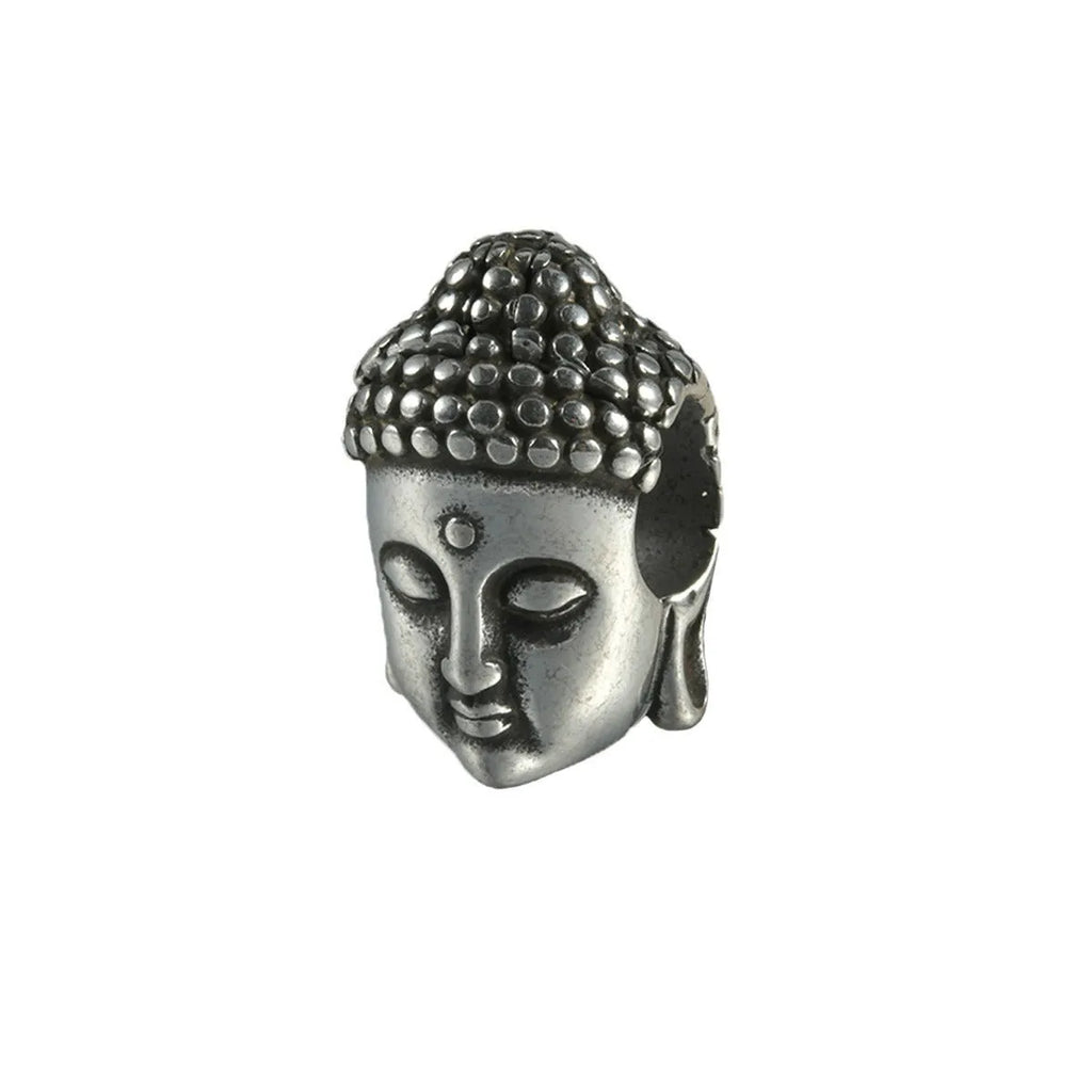 Stainless steel hollow skull Buddha earring for auricle piercing in hip hop style.