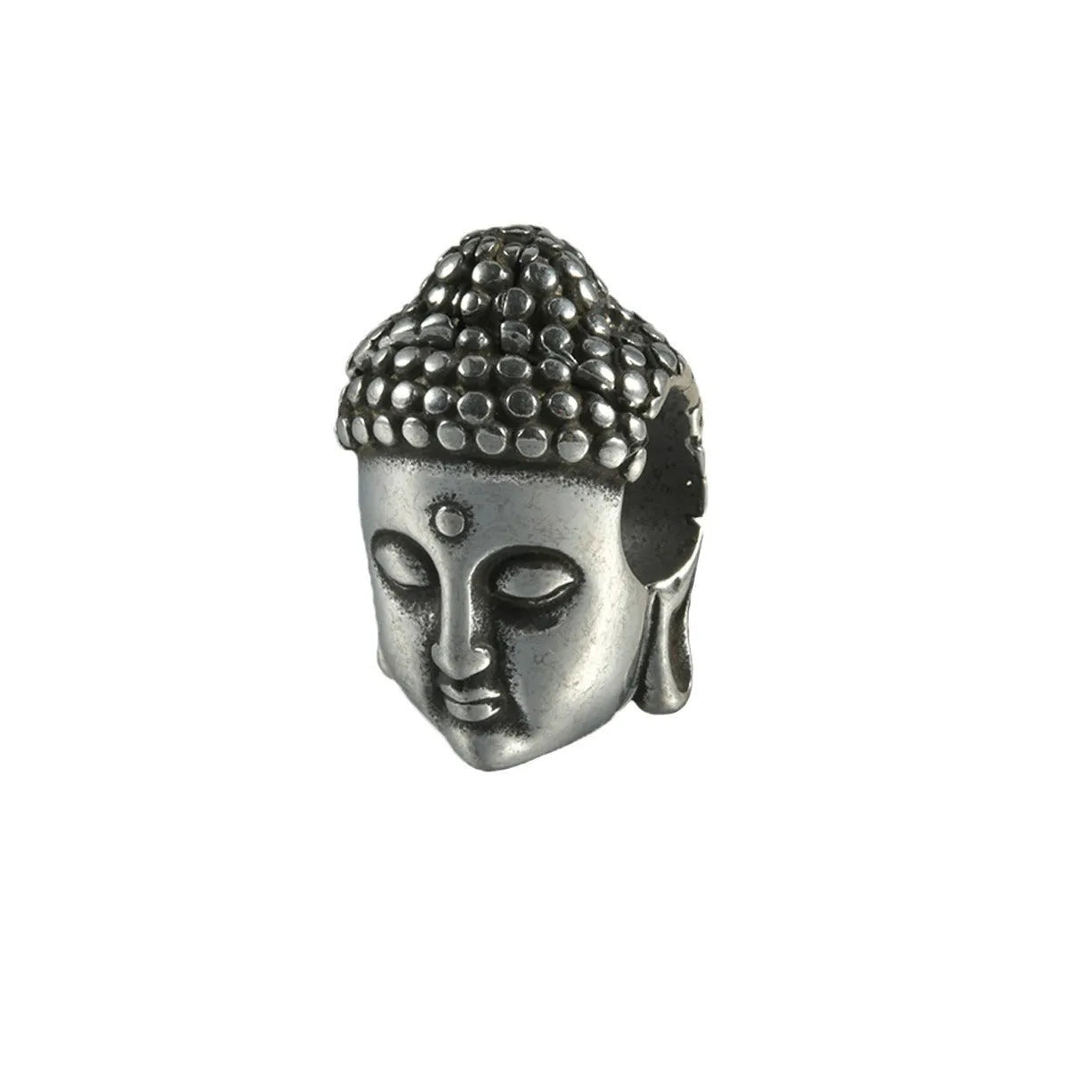 Stainless steel hollow skull Buddha earring for auricle piercing in hip hop style.