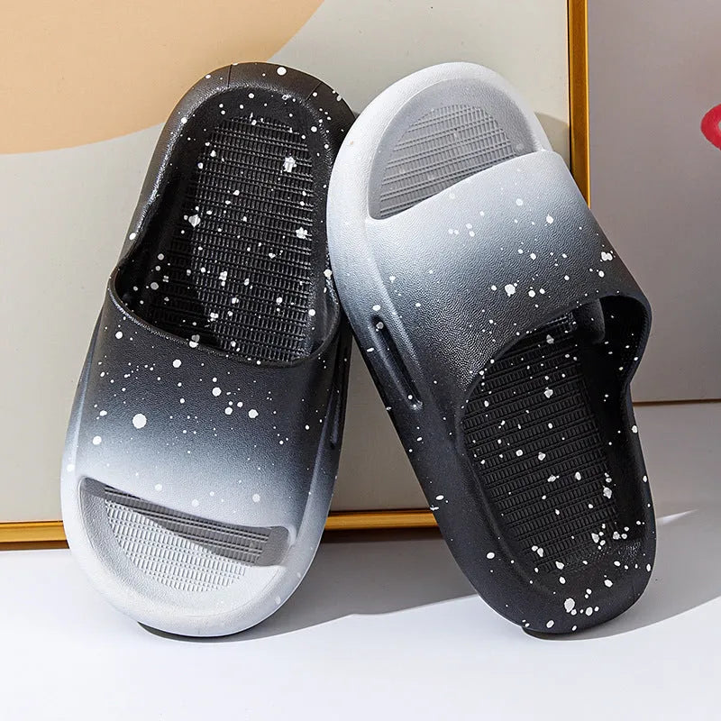 Gradient coloured PVC sandals for children with non-slip soles in blue, green, orange, pink and yellow options