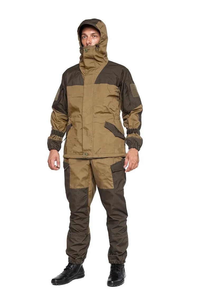Men's special forces tactical mountain battle suit jacket and trousers in camouflage green