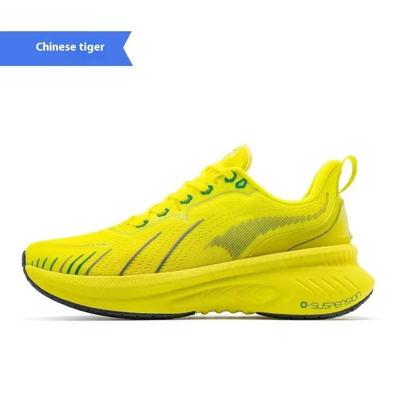 Low-top running shoes with striped pattern, available in multiple colours like black, red, and blue.