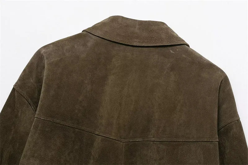 Women's medium thickness PU jacket in Japanese Korean casual style shown in picture colour