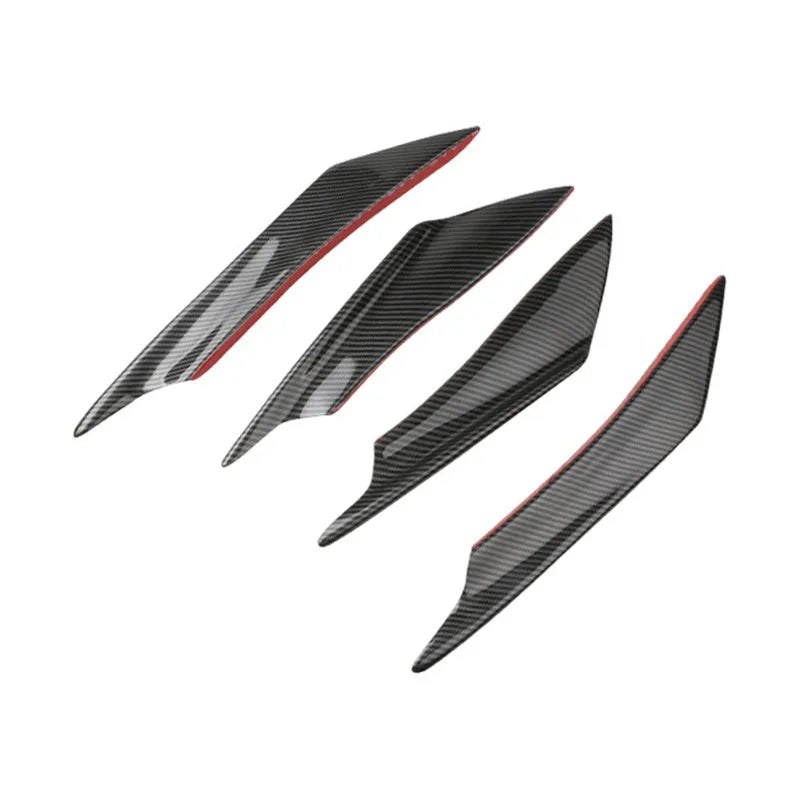 Set of four ABS plastic automotive bumper spoiler air knives in carbon fibre finish