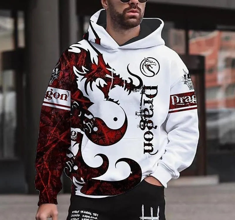 Spring 3D printed hooded long sleeve sweater for men polyester fibre casual top in colour option LMXQH2024176EU