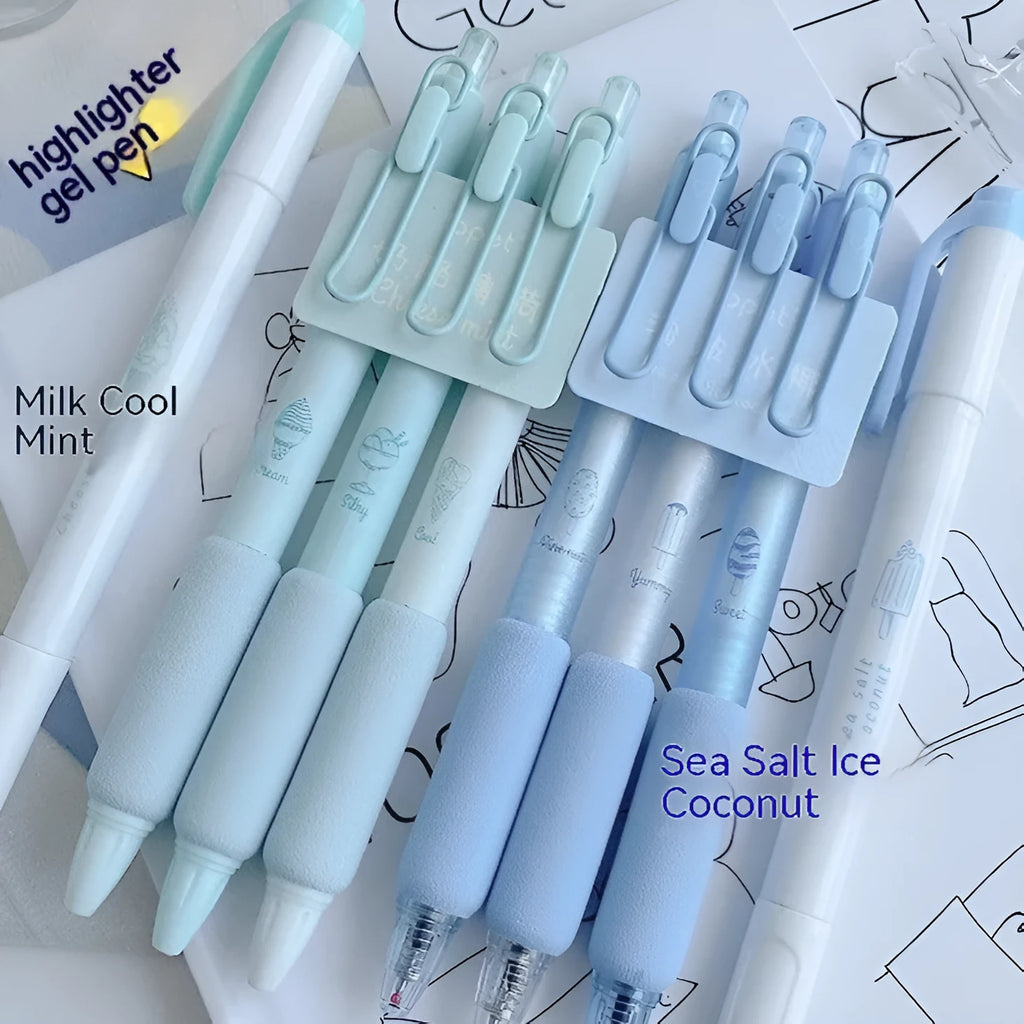 Learning calligraphy pen with double-headed fluorescent sponge press and plastic shell