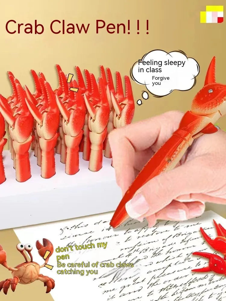 Crab ballpoint pen with pressing can clip mechanism and crab design