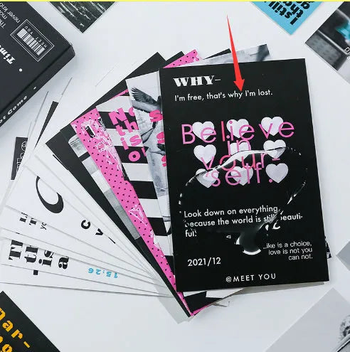 Fresh style postcard set showing two creative message designs for gift giving.