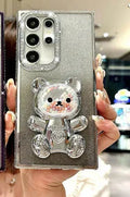 Silicone soft edge diamond plated phone case in rose gold for iPhone 15 Pro Max