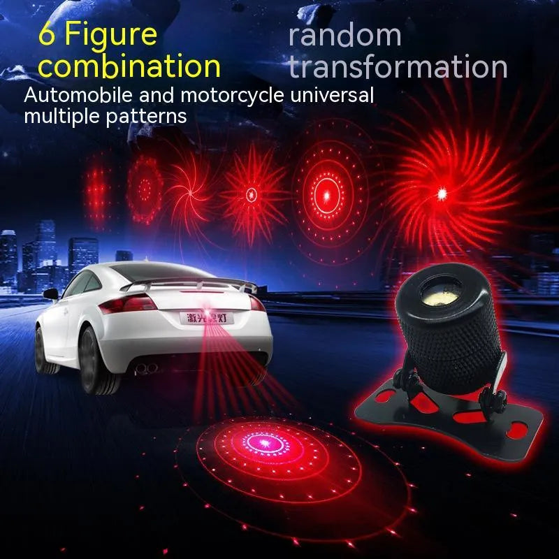 Universal aluminium laser fog lamp for cars and motorcycles with red laser projection