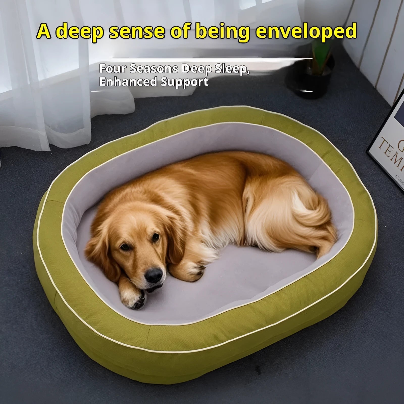 Four Seasons Universal oval pet bed in brown with removable cloth cover for dogs, large size
