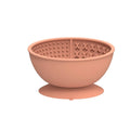 Silicone pet licking mat slow feeding bowl with suction cup base in cyan colour