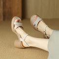 Women's open toe platform sandals in apricot colour with microfiber upper and rubber sole