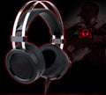 Black wired computer gaming headset with 3.5mm jack and 2 metre cable