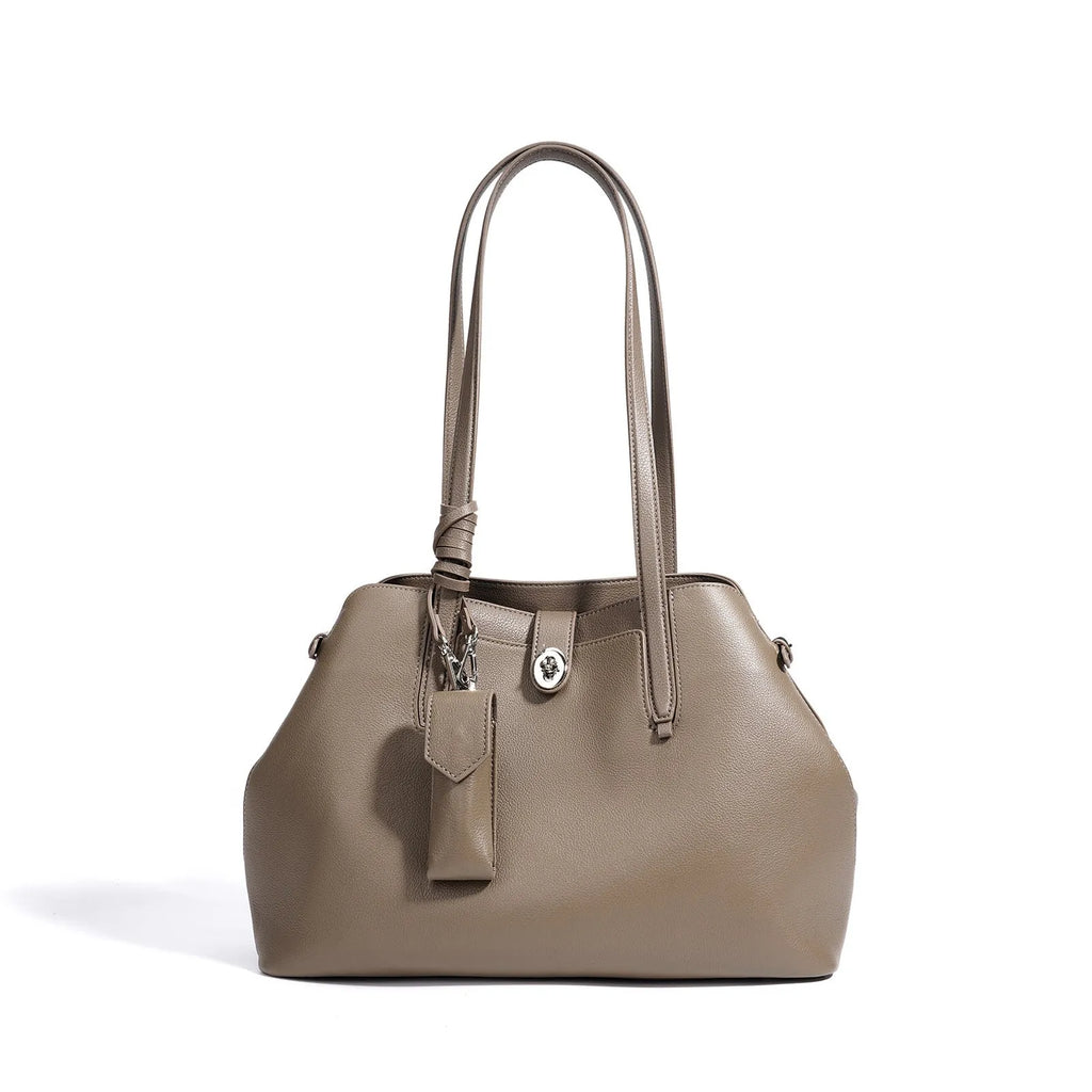 Women's genuine top grain cowhide leather bucket bag, large capacity, black colour, patchwork style with zippered hidden pocket