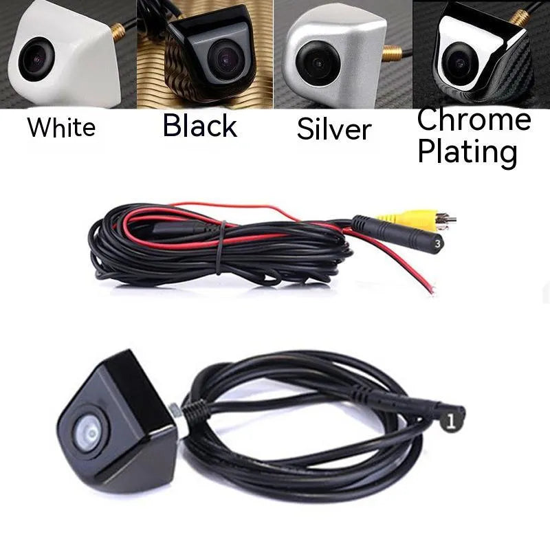 HD waterproof car rearview camera with metal shell in black, white, silver, or chrome finish