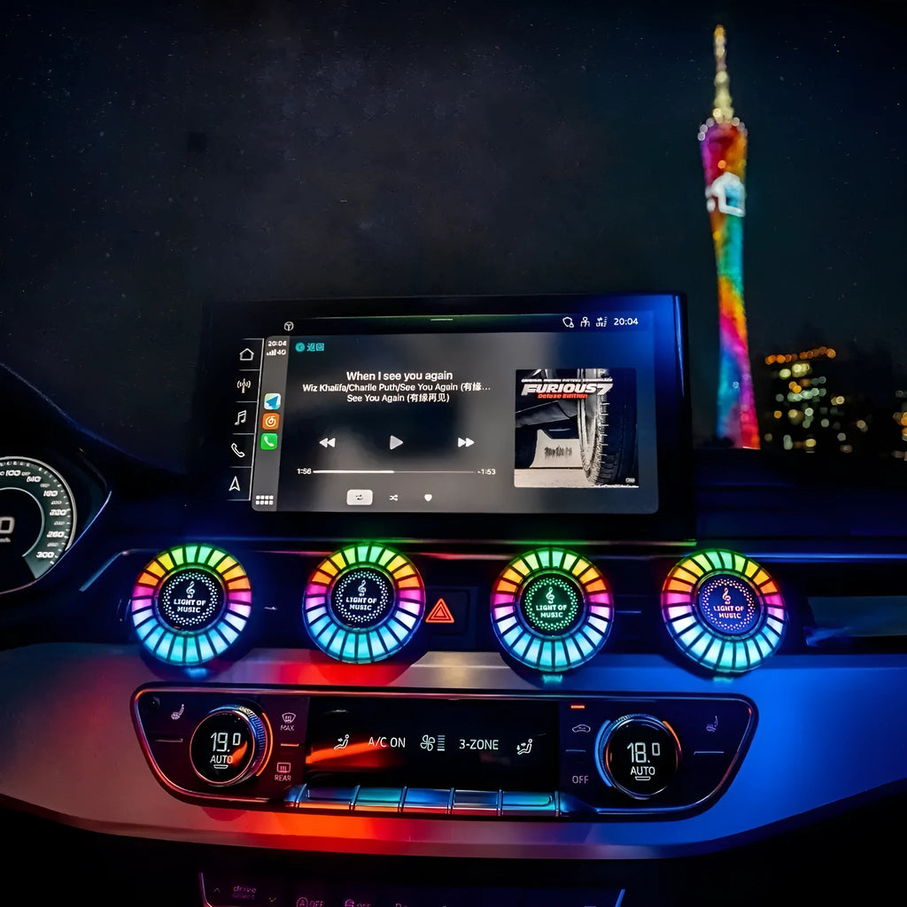 3D pickup effect RGB car atmosphere light mounted in car air vent with voice control and aromatherapy