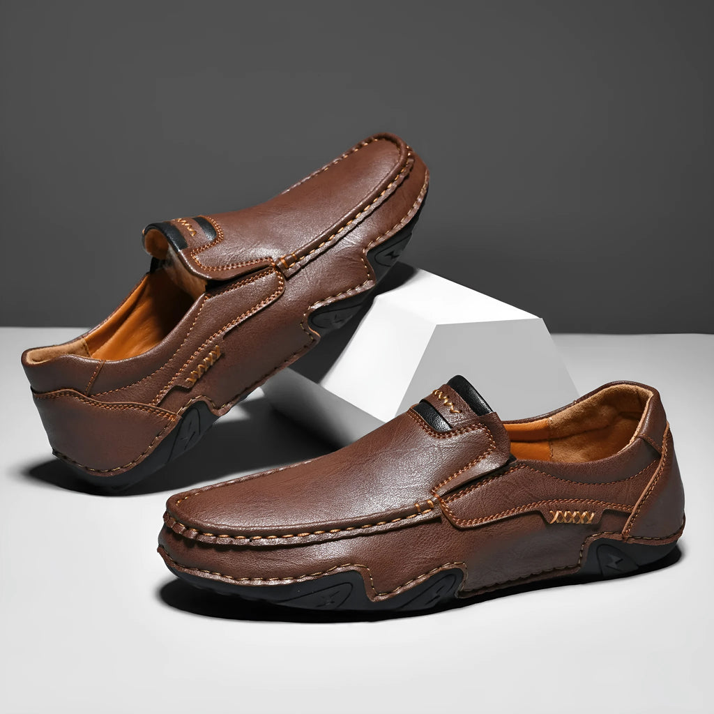 Men's outdoor slip-on casual shoes low top round toe microfiber upper rubber sole leather lining sizes 38-46