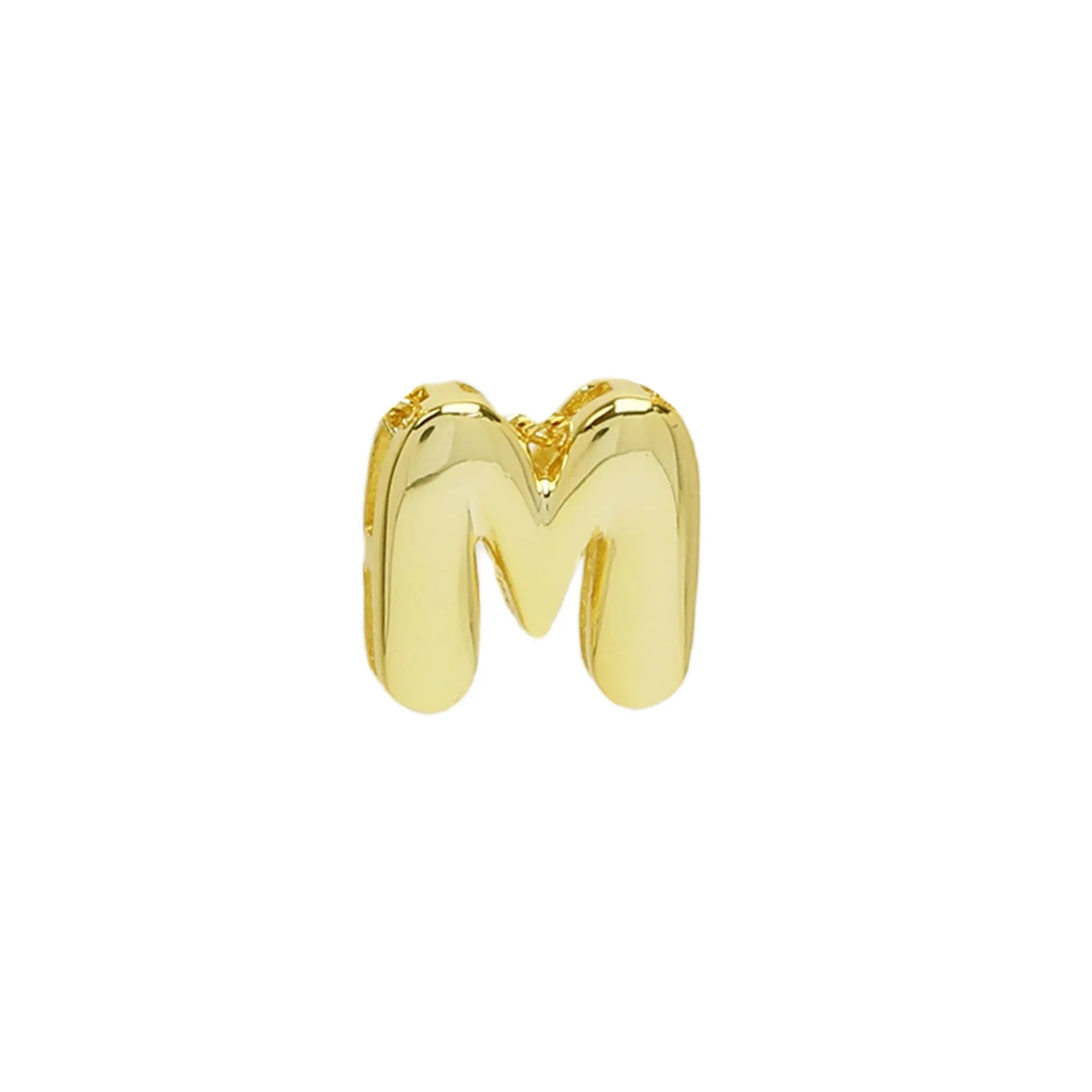 18k brass smooth surface bubble letter bracelet with pendant in gold colour on copper alloy