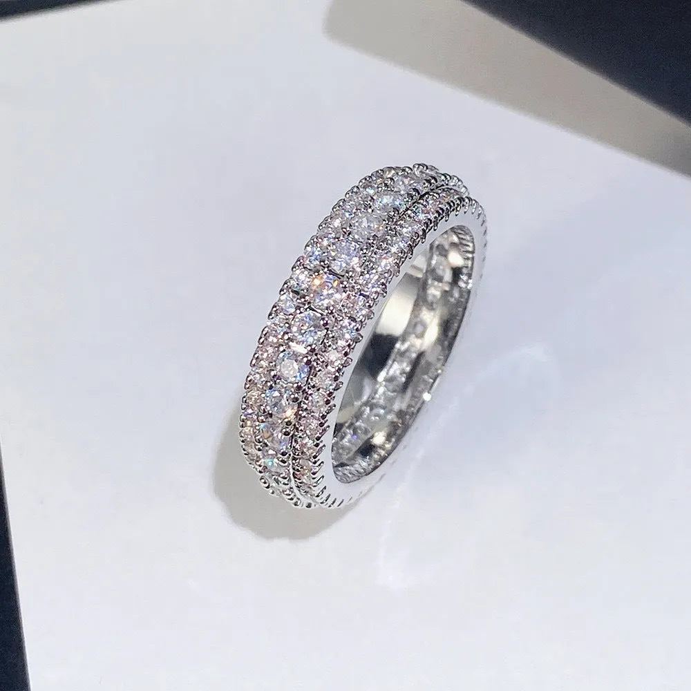 Geometric triangle zircon inlay ring on a copper band in a unisex design for proposals.