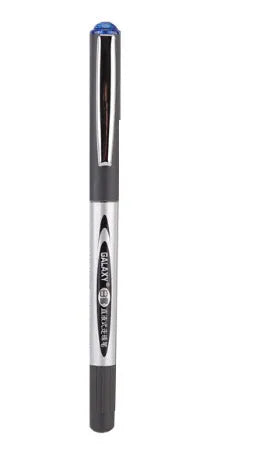 Water-based quick-drying signature pen with 0.5mm fine tip, plastic shell, shown in black, blue, ink blue, and red ink options
