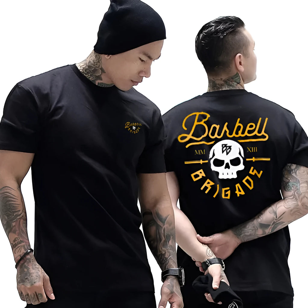 Black gold round neck short sleeve T-shirt made of pure cotton with quick-dry and moisture-wicking properties