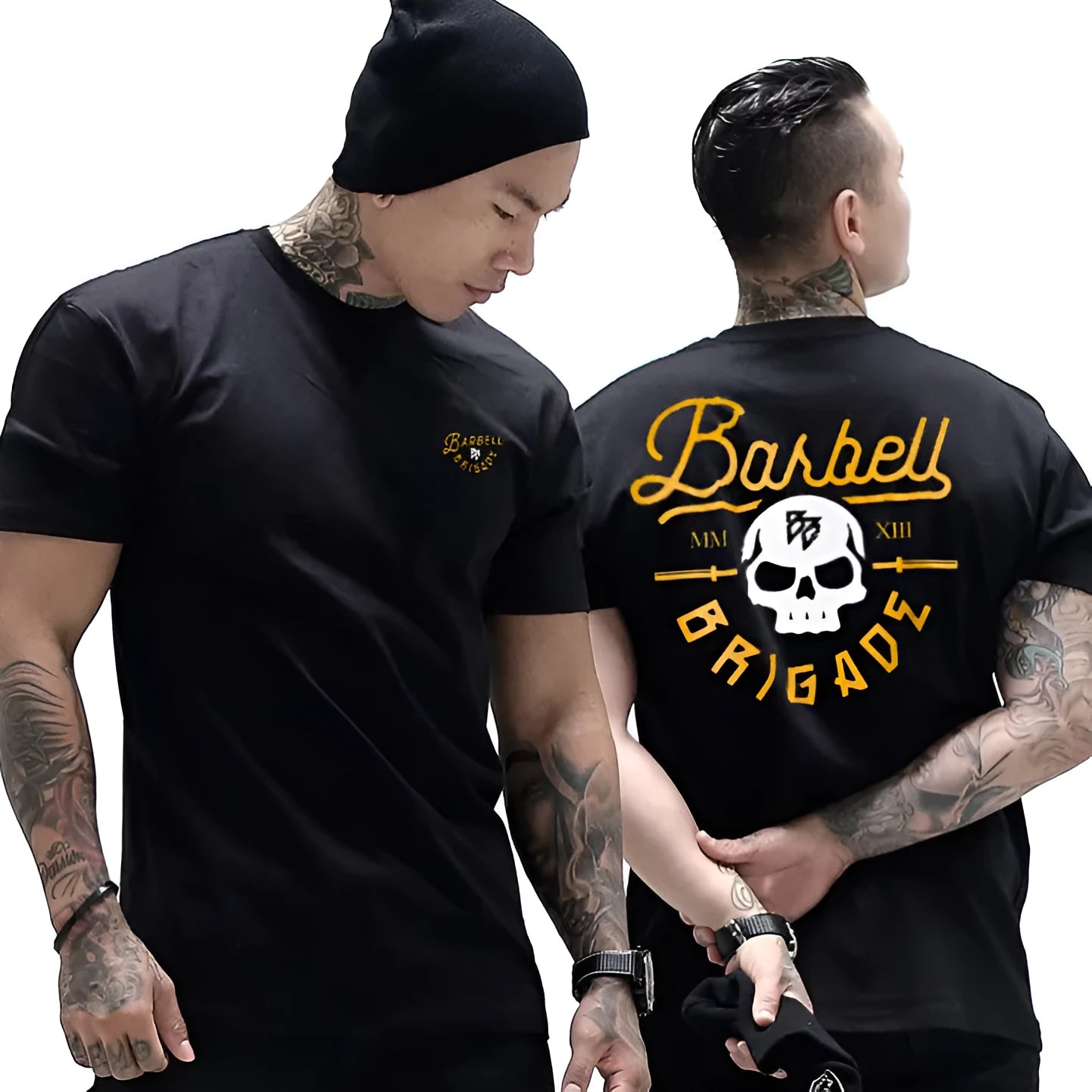 Black gold round neck short sleeve T-shirt made of pure cotton with quick-dry and moisture-wicking properties