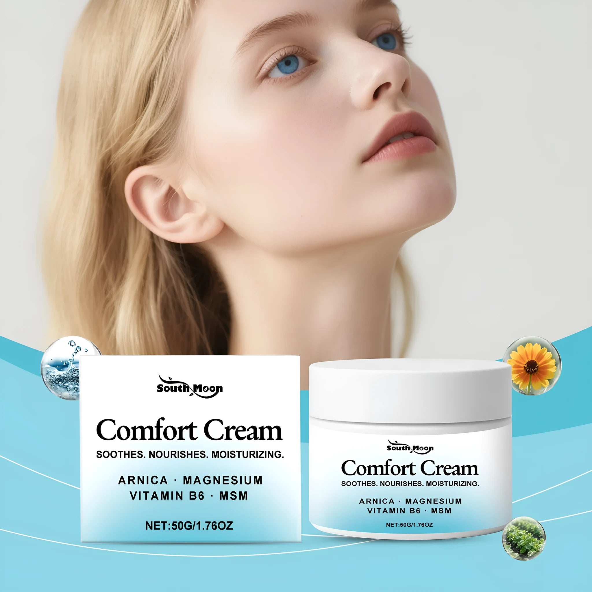 50g jar of shanjinchehua hydrating moisturising cream with compact 5.2cm packaging