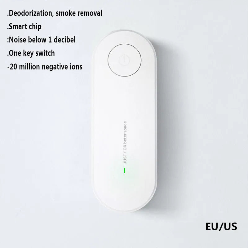 Mini portable air purifier in white, with anion feature, for rooms up to 60 square metres