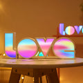 Rainbow-style LED LOVE decorative lamp with plastic shade for Valentine's Day and wedding decor