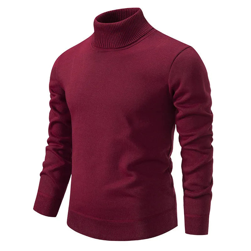 Men's velvet thickening turtleneck sweater in loose fit pullover style, available in multiple colours for autumn and winter