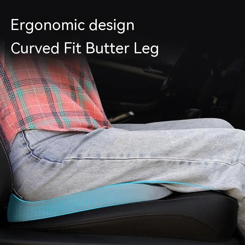 Curved memory foam seat cushion in beige with bevel design for tailbone support