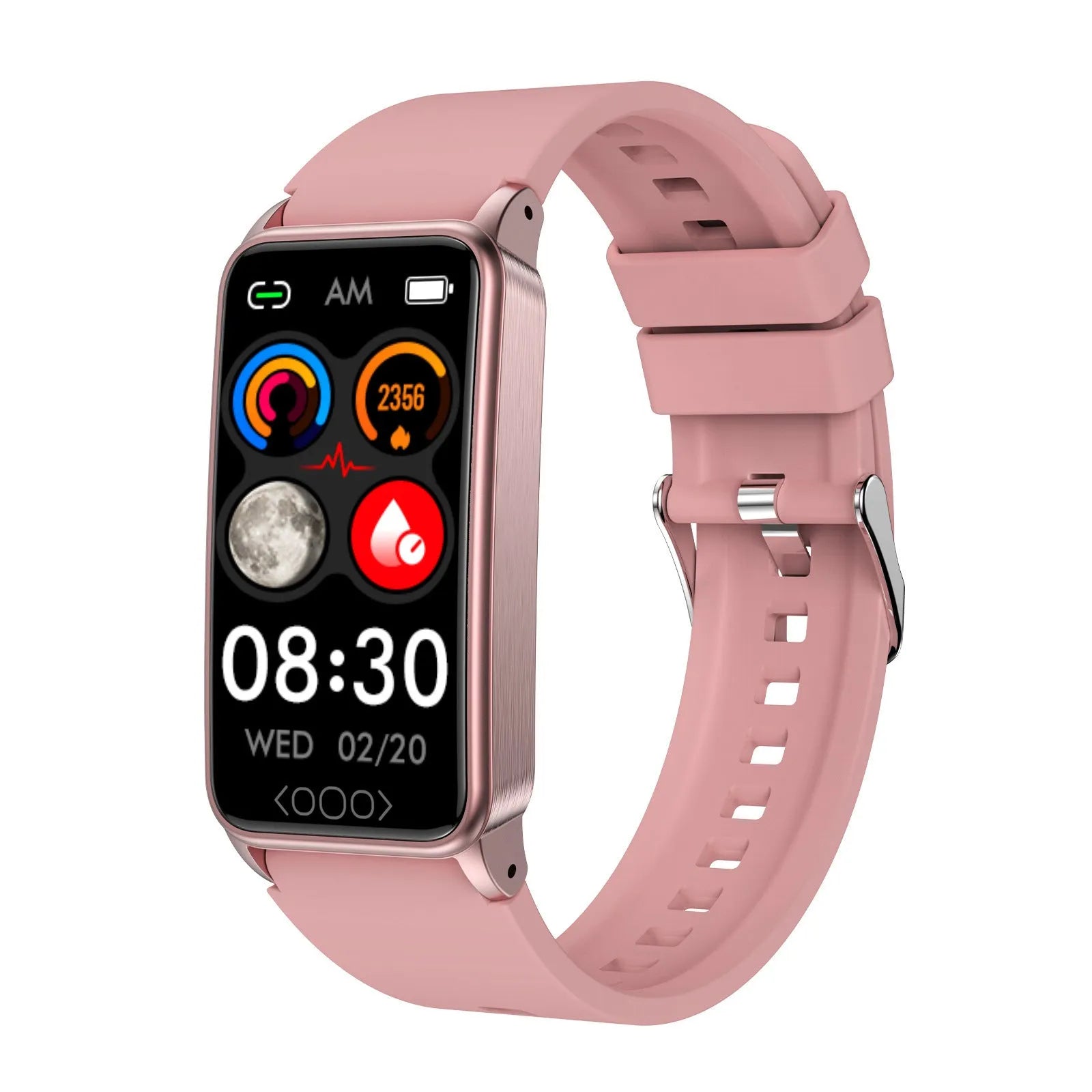 Smart bracelet with dynamic heart rate monitoring on a touchscreen display, silicone strap, black colour