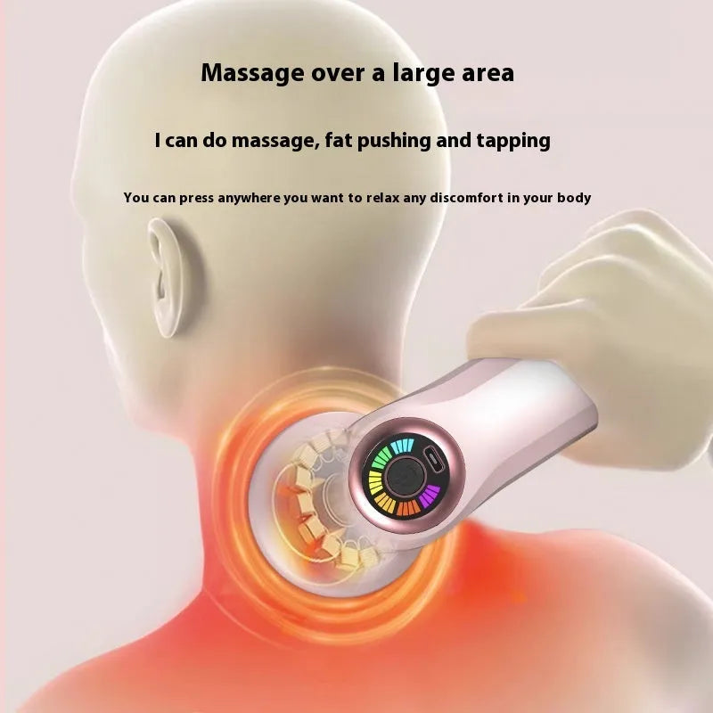 Pink, white, and black USB electric handheld massager for back, waist, legs, and cervical spine