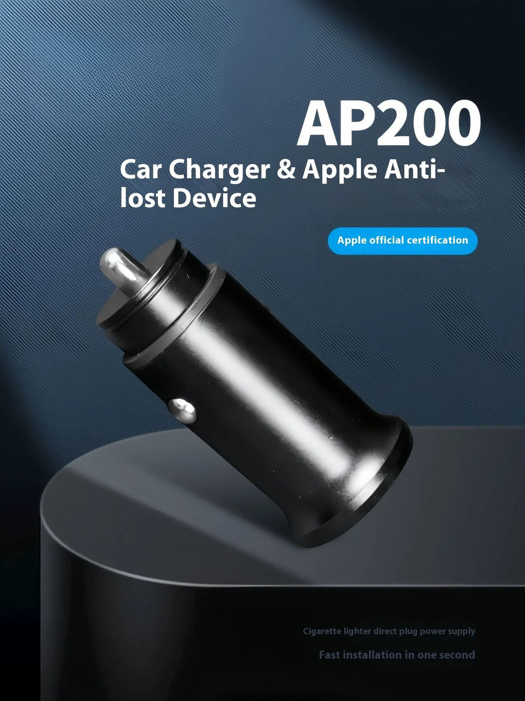 Black ABS plastic car charger GPS vehicle tracker device with power plug.