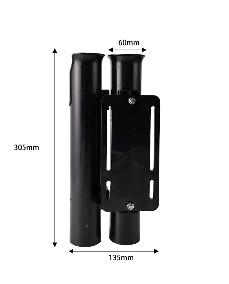 Plastic fishing rod rack with carbon fibre frame for bicycle and motorcycle attachment