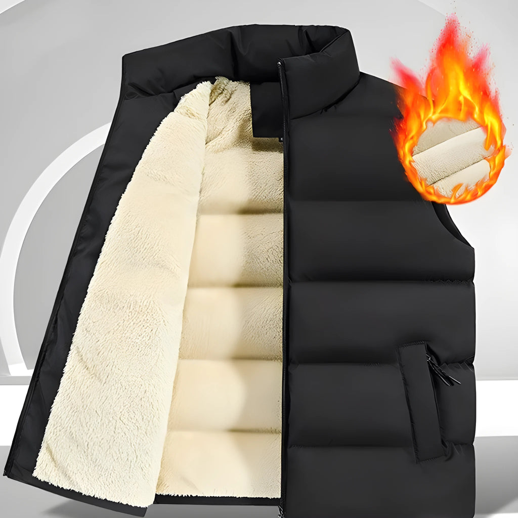 Men's striped polyester vest in black dark blue or red for autumn winter warmth