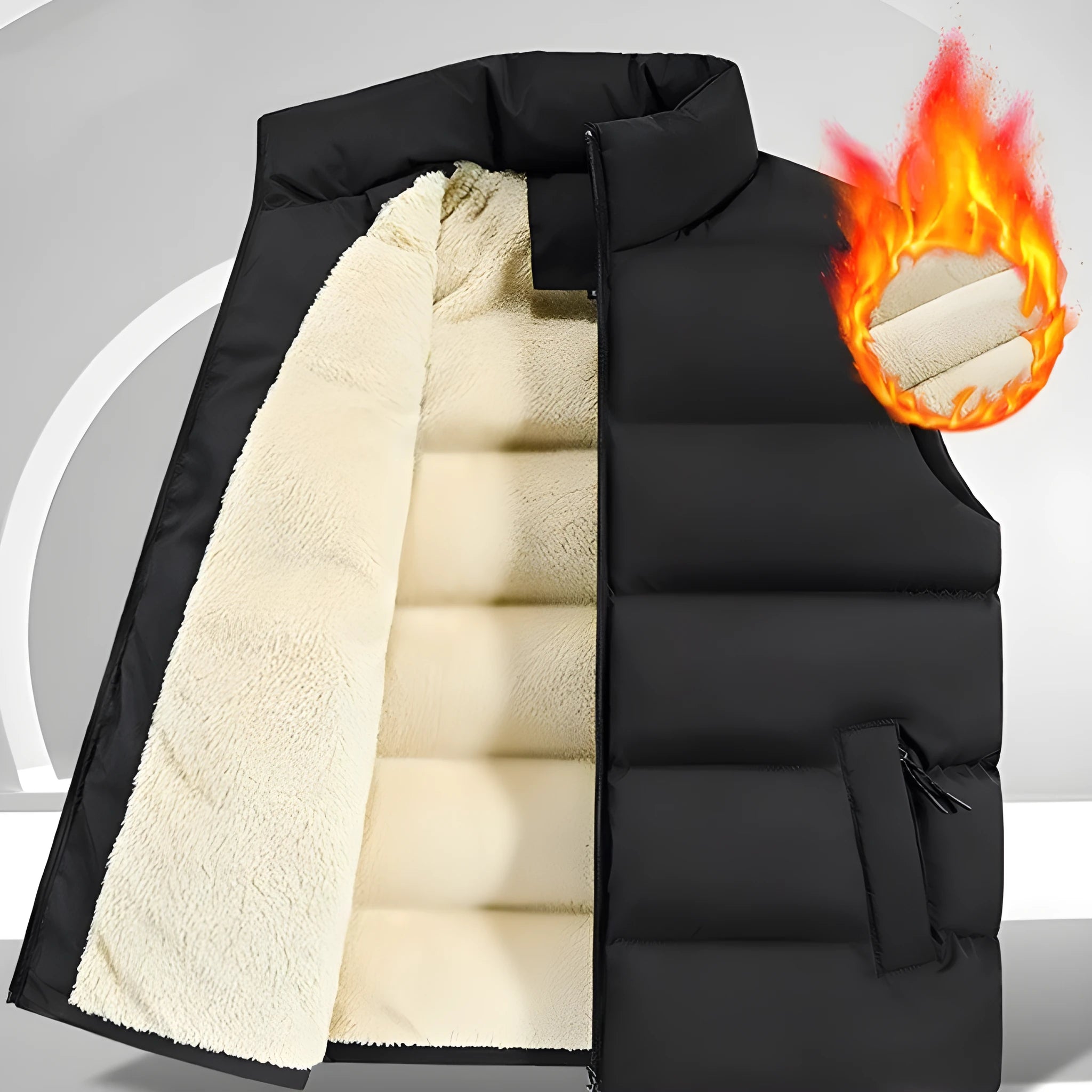 Men's striped polyester vest in black dark blue or red for autumn winter warmth