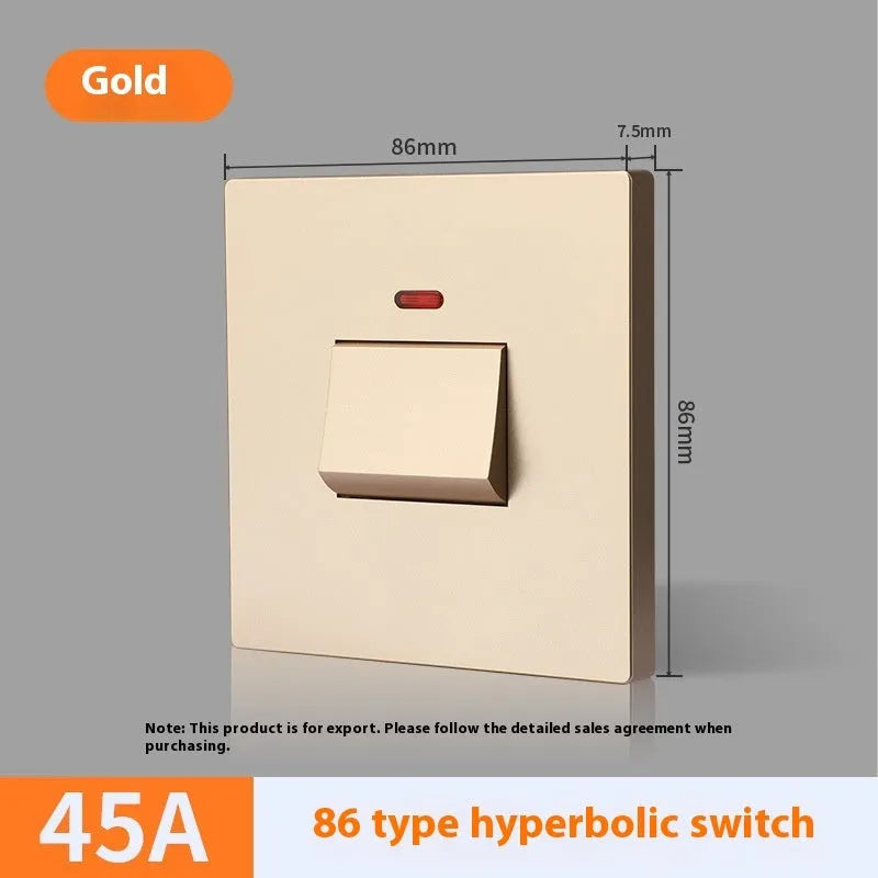 25A or 45A three-pole electrical switch with illuminated panel in gold, grey or white